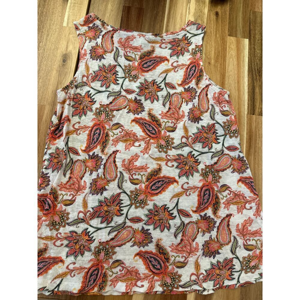 J Jill Love Linen White and Orange Paisley Tank top Womens XSmall - Picture 4 of 5